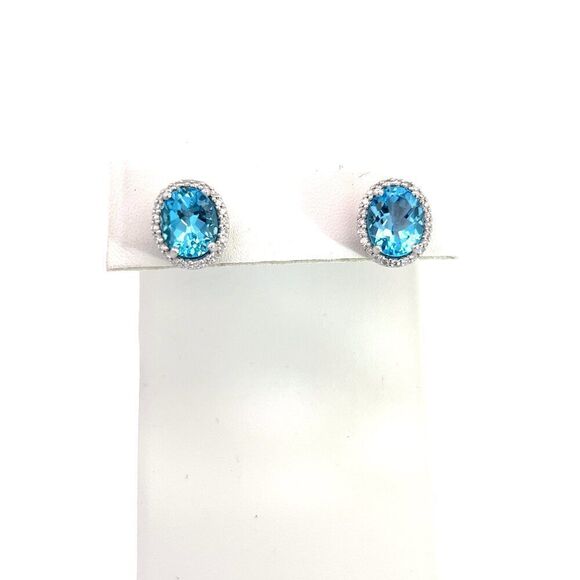 Natural Topaz Diamond Stud Earrings 14k W Gold 6.98 TCW Certified $3,950 311647 - Picture 1 of 9